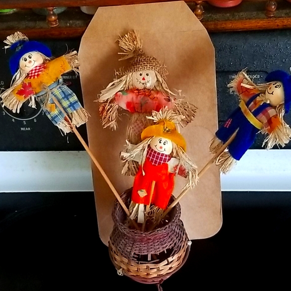Autumn Decor #6 12in pushins w/Wicker Vase